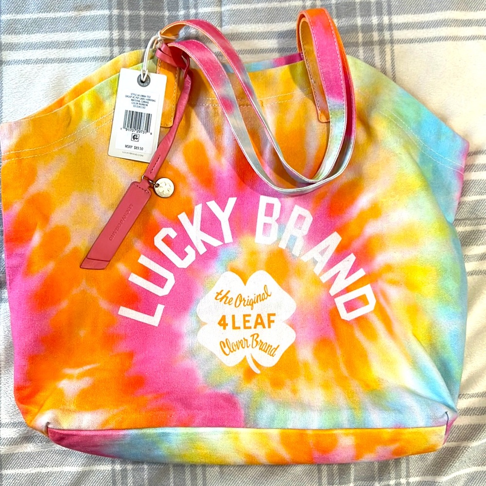 Lucky Brand Tie Dye Neon Canvas Tote